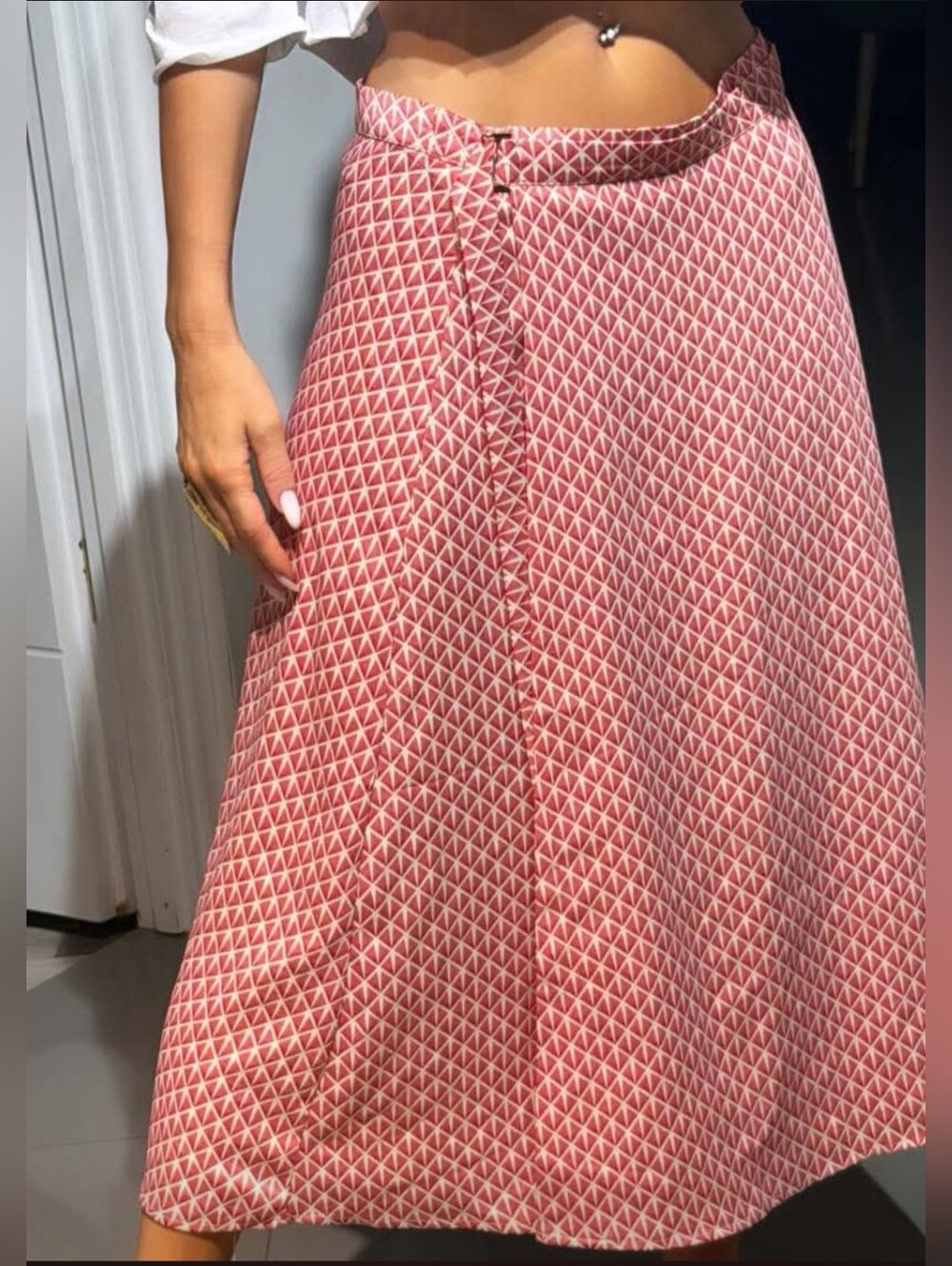H&M Pink Geometric Midi Skirt